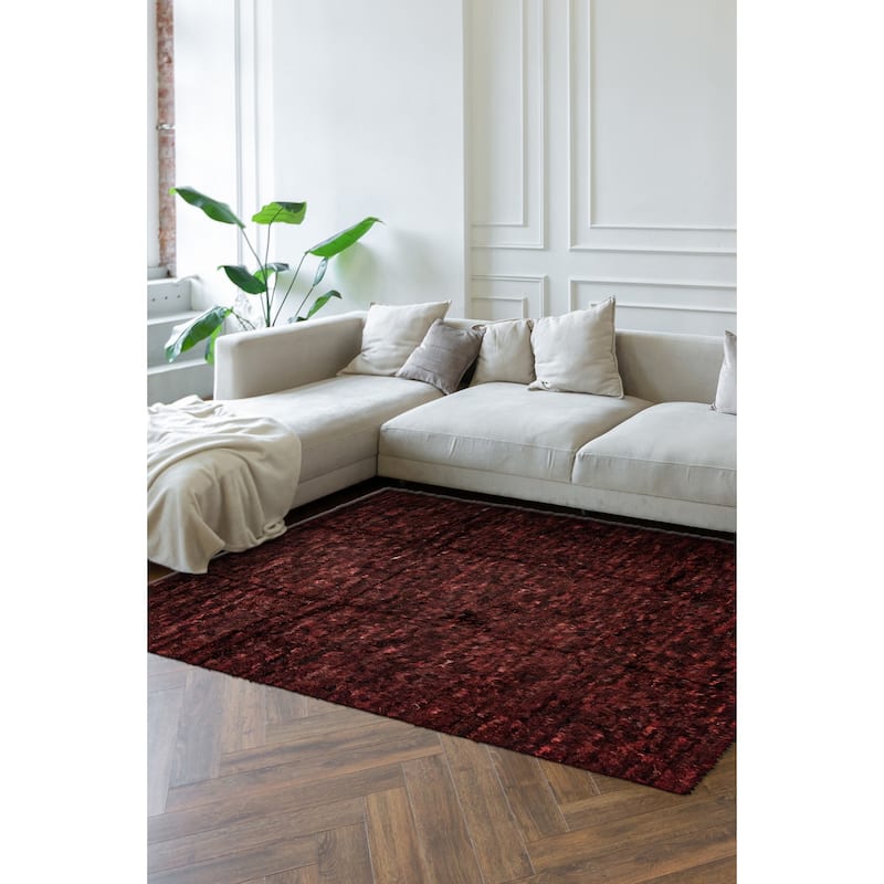 ECARPETGALLERY Hand-knotted Marrakech Burgundy Wool Rug - 8'1 x 9'11