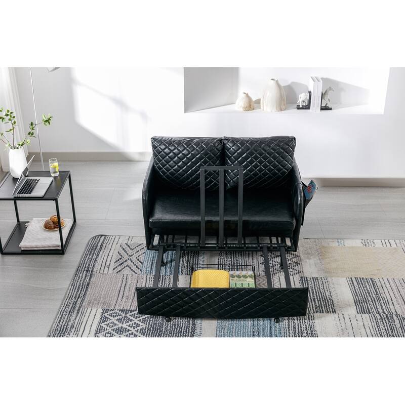 Modern Velvet Loveseat Couch with Pull Out Bed