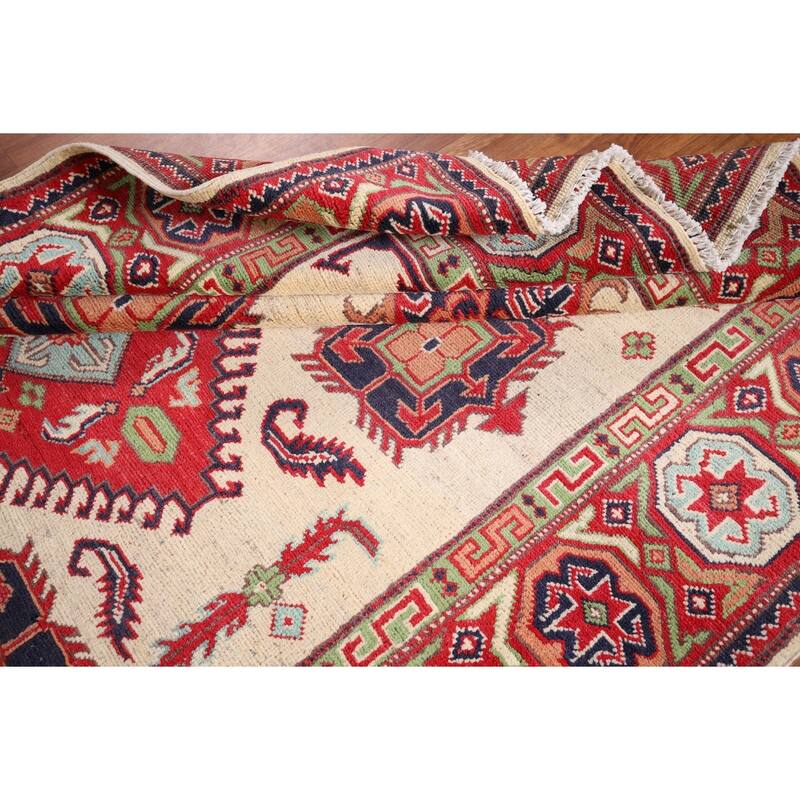 Beige Kazak Oriental Area Rug Handmade Traditional Wool Carpet - 4'10" x 5'9"