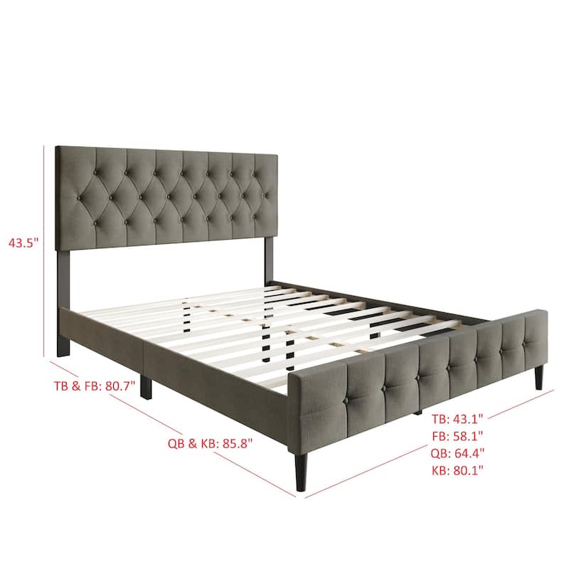 Clayfell Socorro Tufted Upholstered Platform Bed