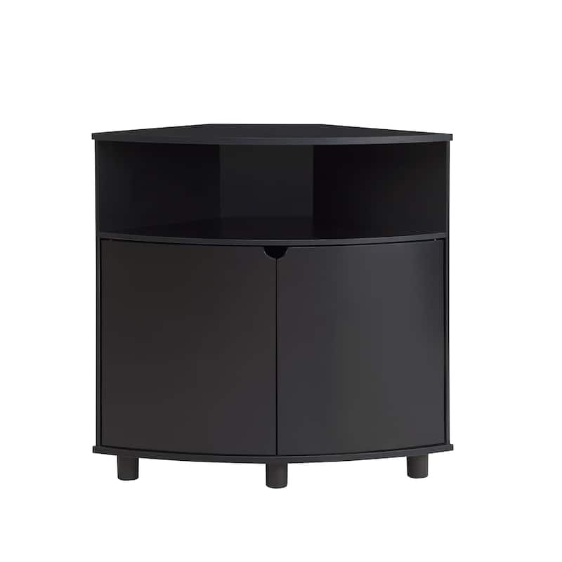 DH BASIC Modern 31-inch LED Corner Accent Cabinet with Open Shelf by Denhour
