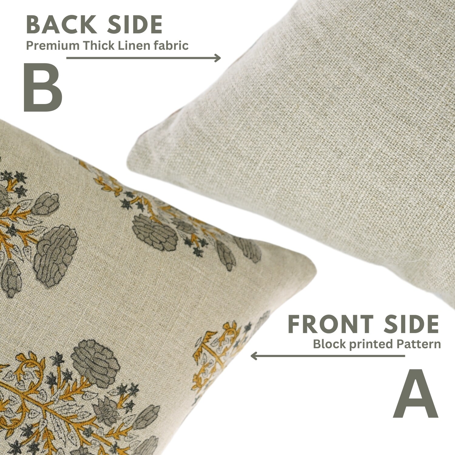 Fabdivine Swadesh Print Handmade Block Print Pillow Cover - Thumbnail 4