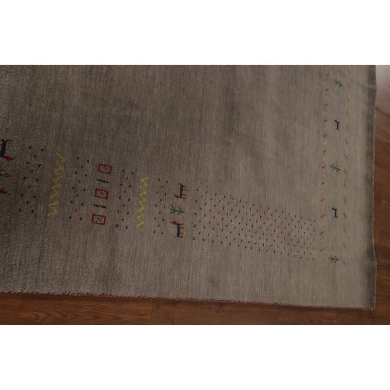 Tribal Brown Gabbeh Oriental Area Rug Hand-Knotted Wool Carpet - 7'1" x 9'9"