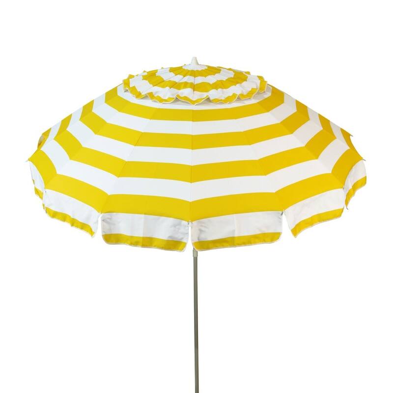 Premium 8 ft Yellow or Lime Stripe Patio & Beach Umbrella with Travel Bag