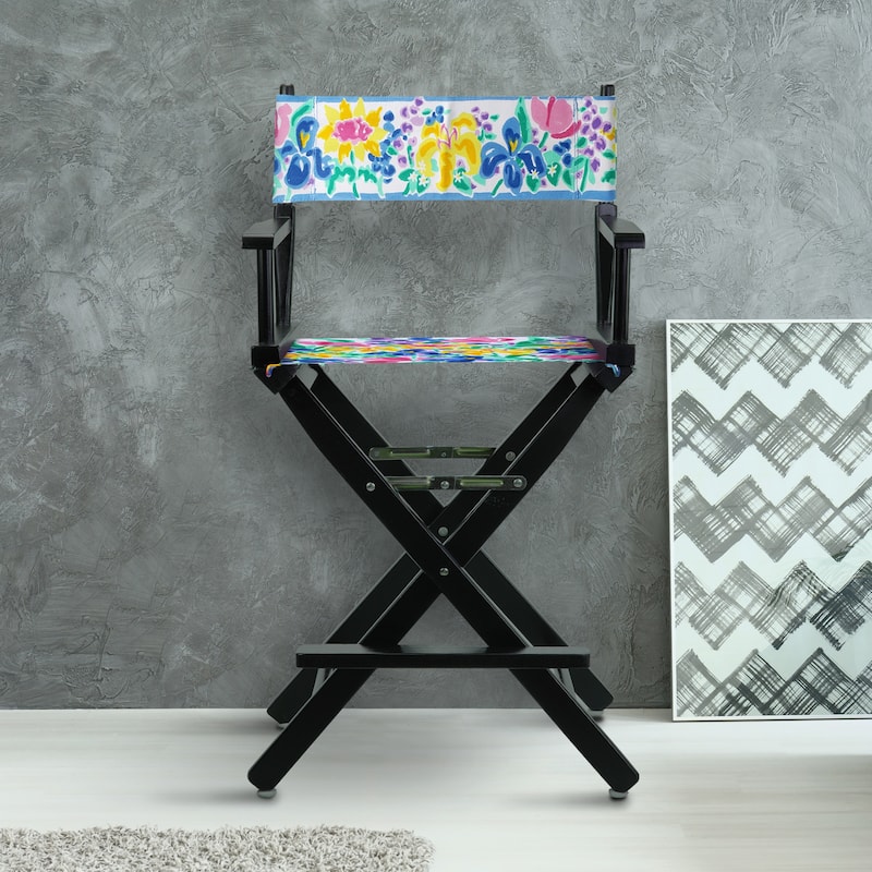 24" Director's Chair Black Frame-Garden Flowers - 23"W x 19"D x 39.5"H