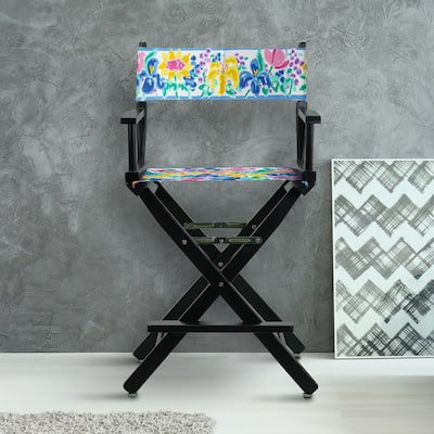 24" Director's Chair Black Frame-Garden Flowers - 23"W x 19"D x 39.5"H