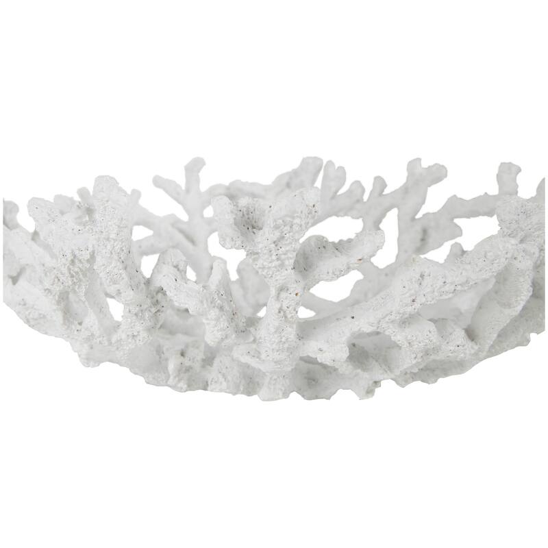 White Resin Textured Coral Decorative Bowl Decorative Bowl (Set of 2
