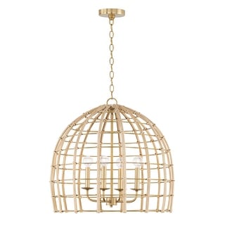 Wren 1-light Matte Brass Large Pendant w/ Handcrafted Rattan