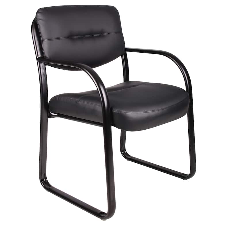 Boss Leather Sled Base Side Chair