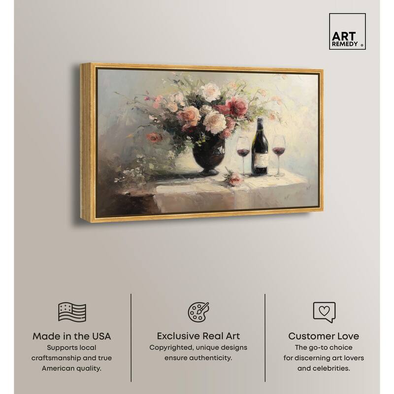 Roses and Red Wine Canvas by Art Remedy