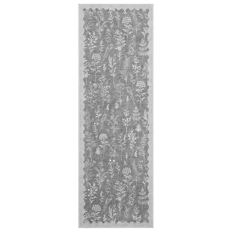 Botanical Washable Area Rug Modern Bird Pattern Rug Soft Non-Slip Low Pile Rugs for Living Room Bedroom