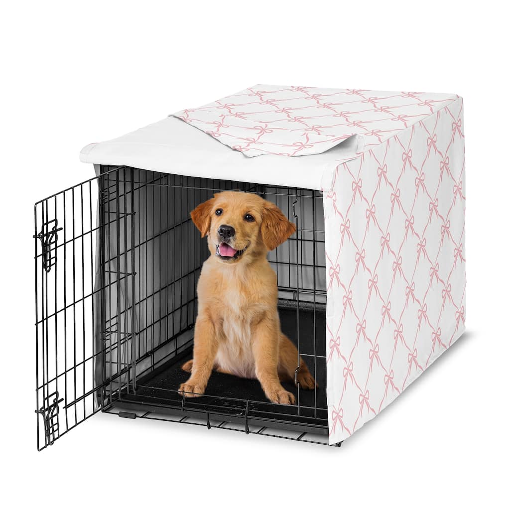 Sweet Jojo Designs Pink Bows Dog Crate Kennel Cover 36in. -Blush Elegant Bow for the Ballerina Ballet Dancer Princess Collection
