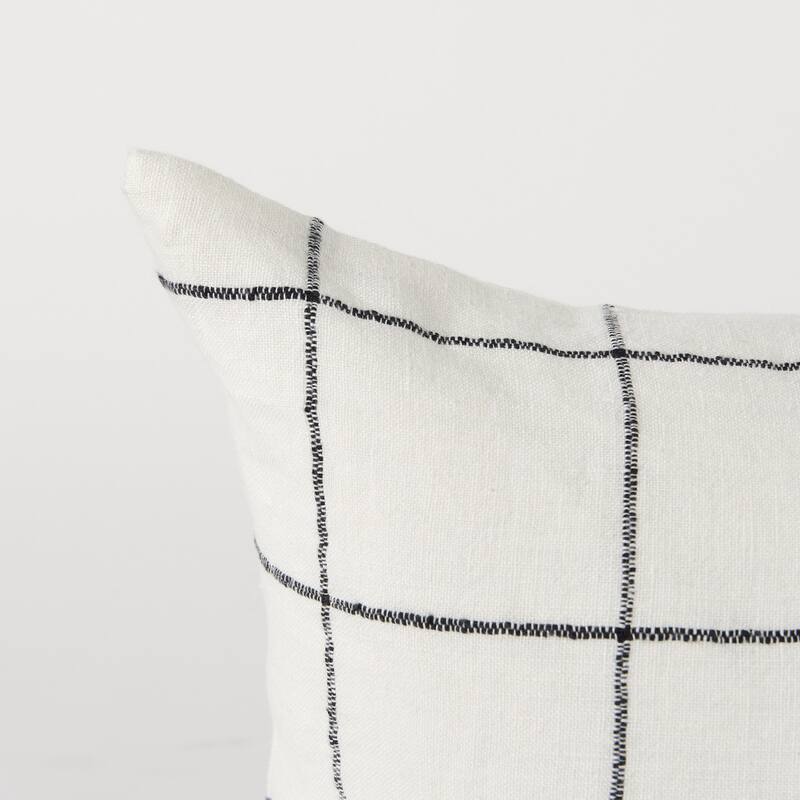 White and Black Grid Accent Pillow Cover
