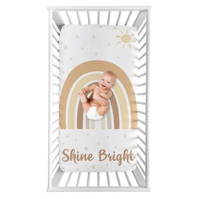 Neutral Boho Rainbow Girl Boy Unisex Photo Op Fitted Crib Sheet Mustard Yellow Pumpkin Orange Bohemian Sunshine Modern Vintage