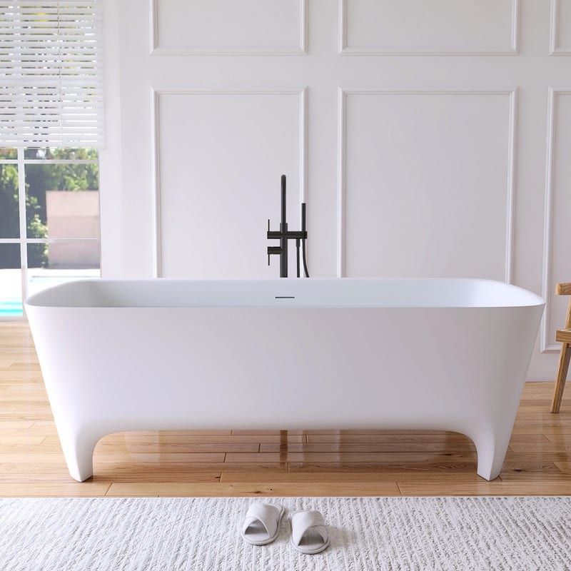 MEDUNJESS 71'' Freestanding Bathtub Solid Surface Soaking Tub