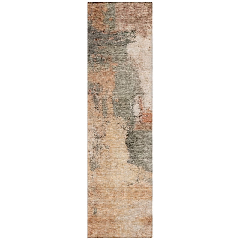 Machine Washable Indoor/ Outdoor Contemporary Abstract Chantille Rug