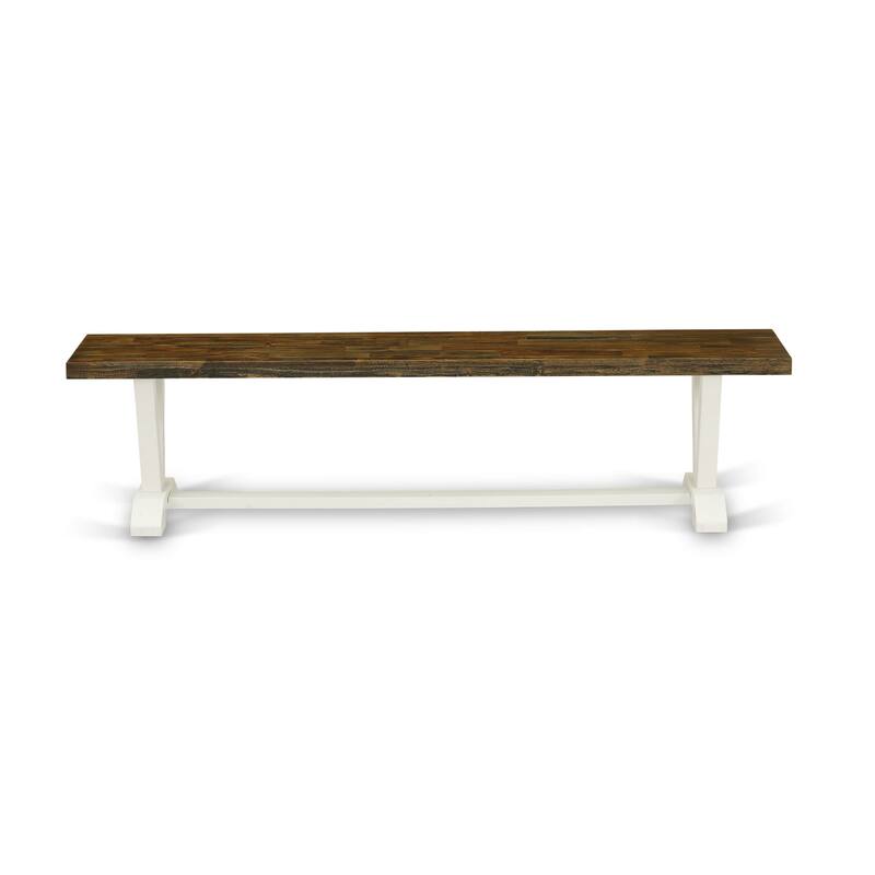 East West Furniture V-Style Modern Dining Room Bench with Wooden Seat, 72x15x18 Inch(Finish Options) - 72