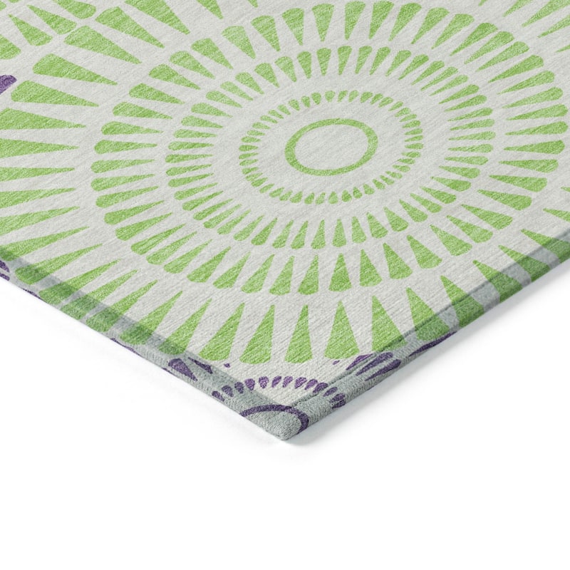 Machine Washable Indoor/ Outdoor Chantille Modern Burst Rug