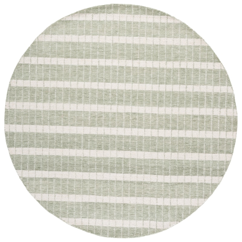 SAFAVIEH Handmade Genre Poliana Wool Rug - 6' Round - Green/Ivory