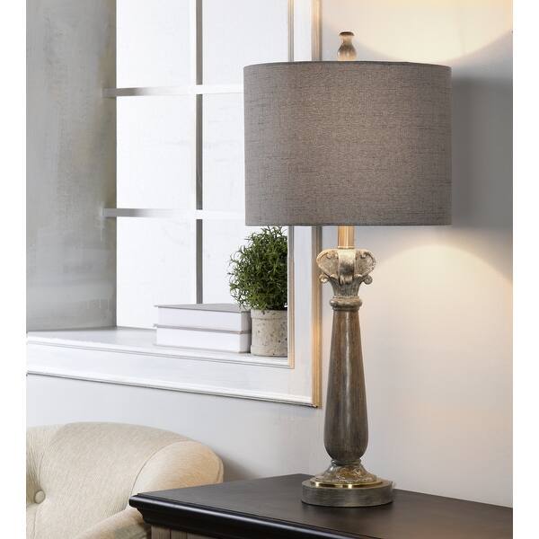 Shop Black Friday Deals On Stylecraft Kellye Grayish Brown Faux Marble Table Lamp Charcoal Striations Shade Overstock 23576959