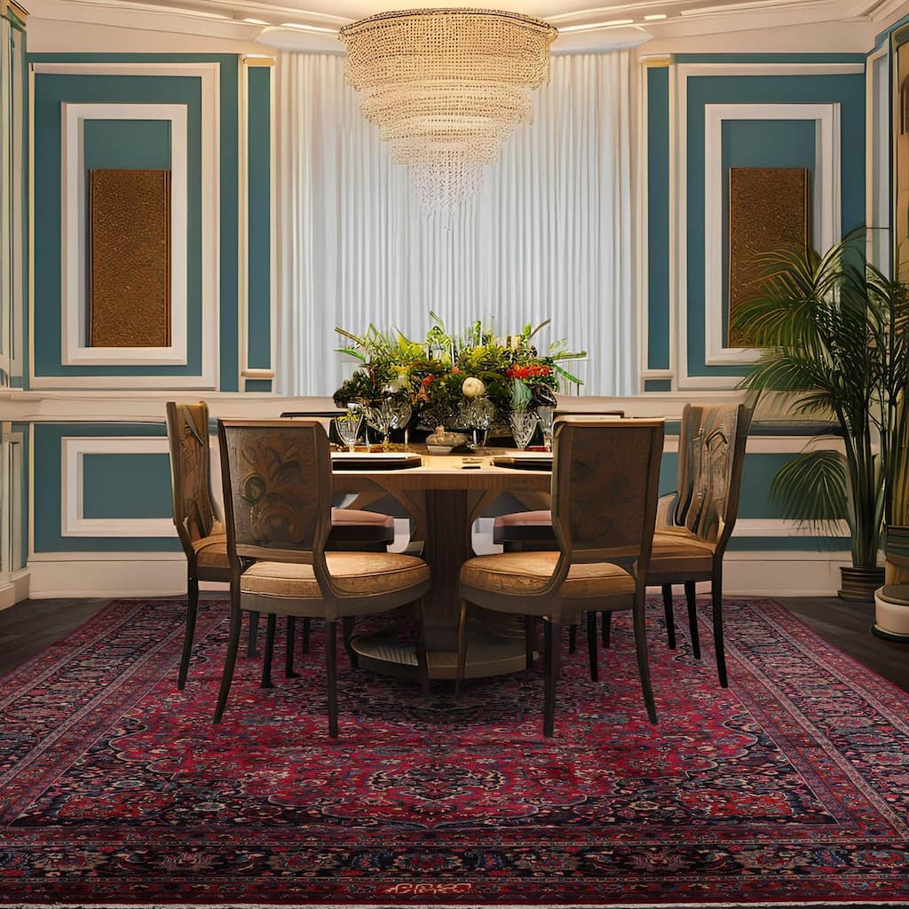 Hand Knotted 200 KPSI Mashad Burgundy 100% Wool Traditional Area Rug - 10' 9'' x 16' 5''