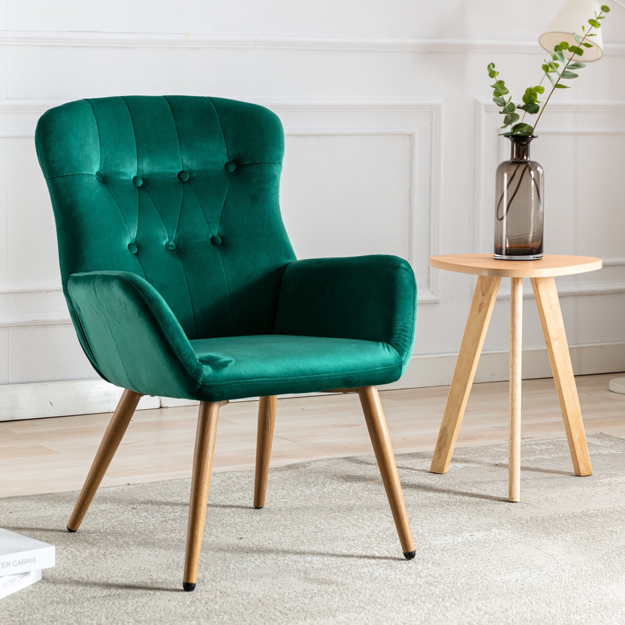 Wood vanity outlet chair with back