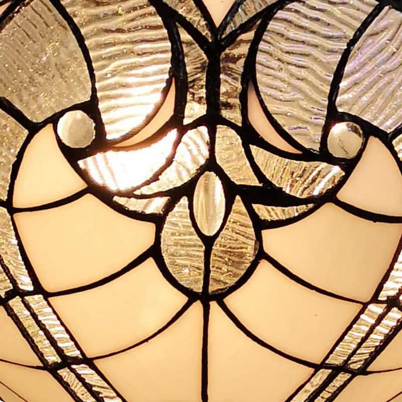 Tiffany Style Ceiling Lamp Fixture Semi Flush 16" Wide White Stained Glass 2 Dining Room Gift AM216HL16B Amora Lighting