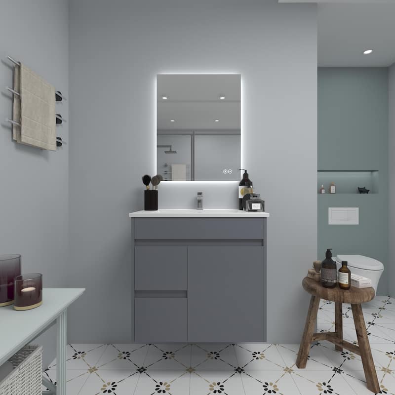 CB HOME LED Bathroom Mirror, Lighted Wall Mounted Vanity Mirror, Anti-fog, Backlit, Dimmable, Frameless, Horizontally/Vertically