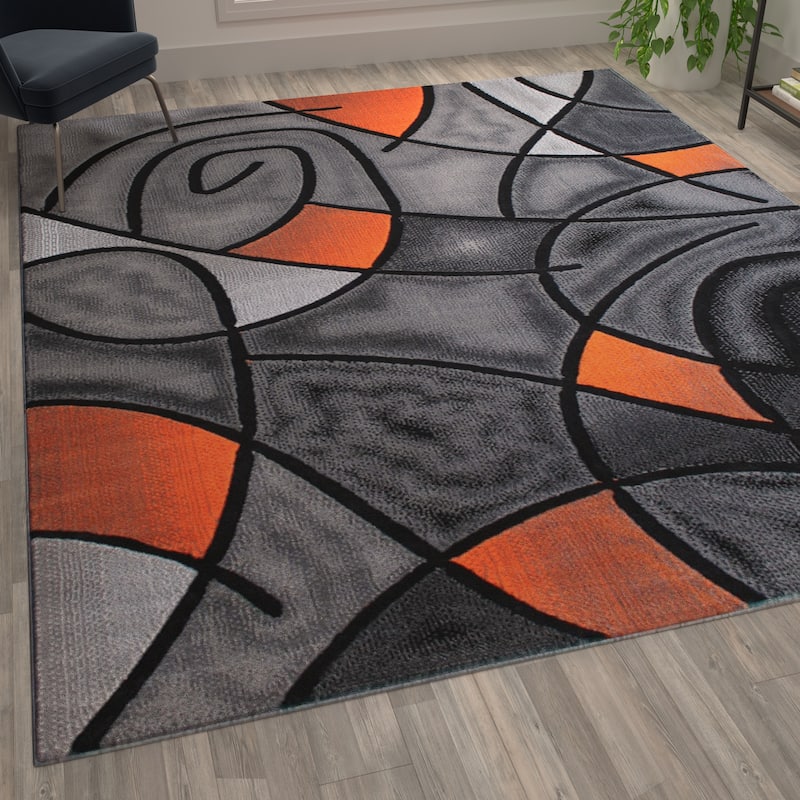 Modern Olefin Accent Area Rug - Abstract Pattern