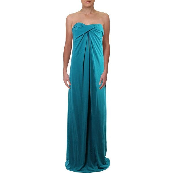 halston heritage strapless crepe gown