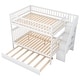 preview thumbnail 7 of 12, Full over Full Wooden Bunk Bed with Trundle and Storage Staircase,Classic Design