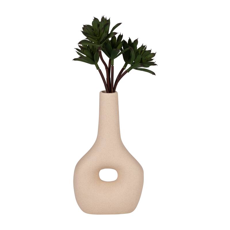 Sagebrook Home Ceramic Short Cutout Nomad Vase, Abstract, Textured