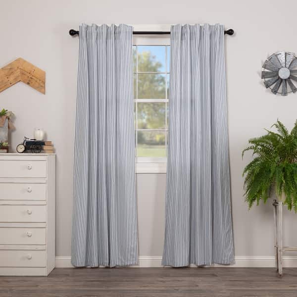 slide 1 of 6, Sawyer Mill Ticking Stripe Panel Set - Panel 84x40 Denim Blue/Soft White