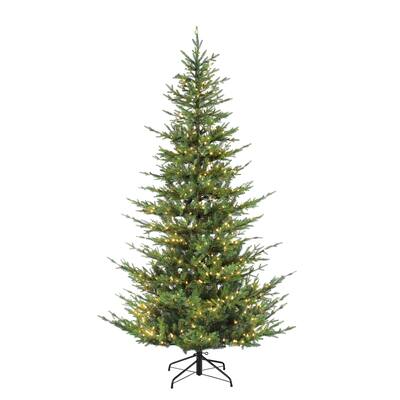 Puleo International 6.5' Pre-Lit Natural Fir Christmas Tree Insta-Shape® Memory Wire & 450 UL-Listed Clear Incandescent Lights