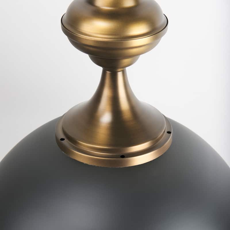 Willson Black Iron w/Antiqued Brass Dome Pendant Light - Black & Brass