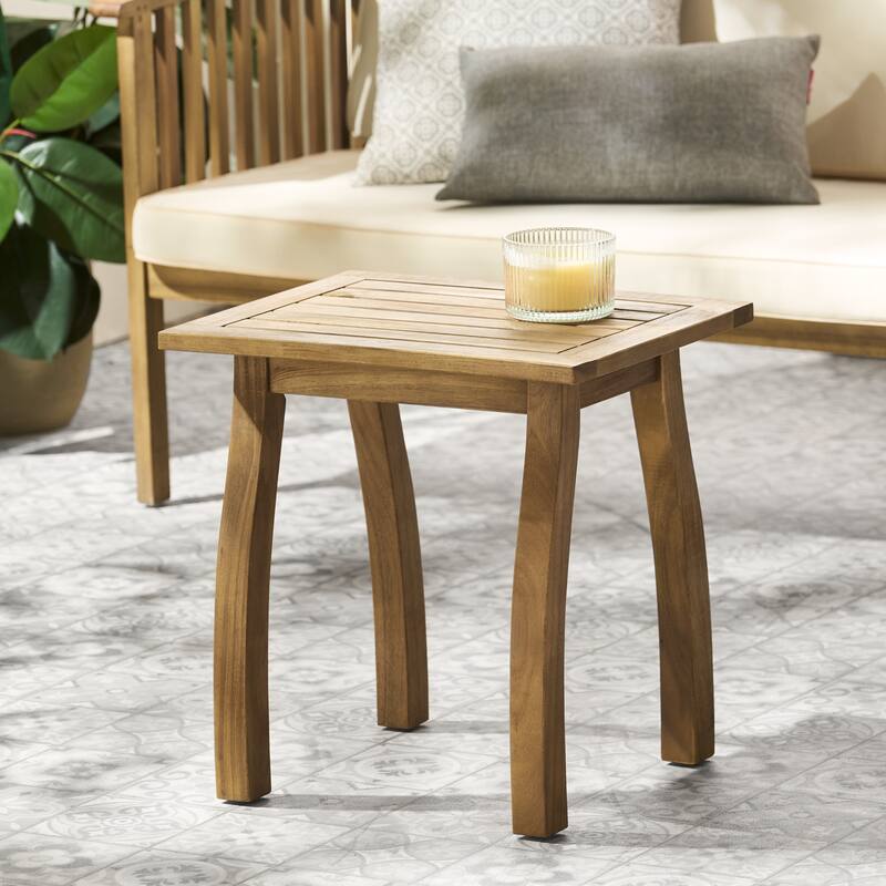 Lucca Outdoor Acacia Wood Side Table by Christopher Knight Home