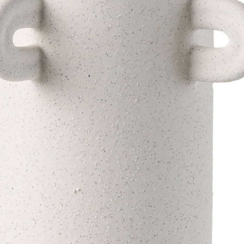 16" Off White Cylinder Ceramic Table Vase With Handles - 8.50