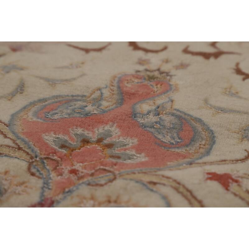 Floral Vegetable Dye Signed Tabriz Persian Rug Handmade Wool Carpet - 6'6"x 9'9"