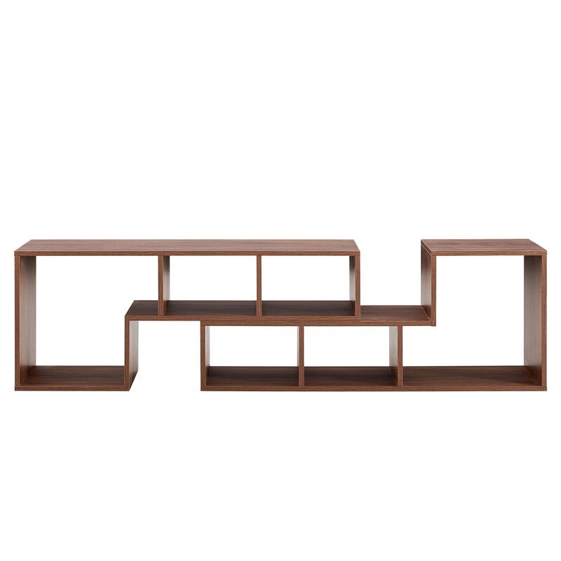 2-Piece Cube TV Stand, 2-Tier L-Shaped TV Stand with Open Storage Bookcase Shelf, Free Combination Media, for Living Room