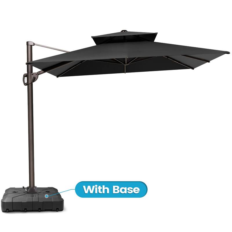 9 x 12 ft Outdoor Double Top Patio Cantilever Umbrella with Base