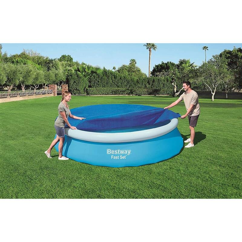 Bestway Flowclear Fast Set 8' Round Swimming Pool Cover for Above Ground Pools