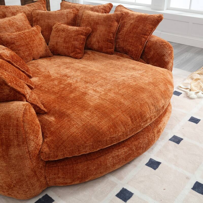 81.10" Double Bread Extra Large Round Sofa Bed with Armrests and Large Cushions