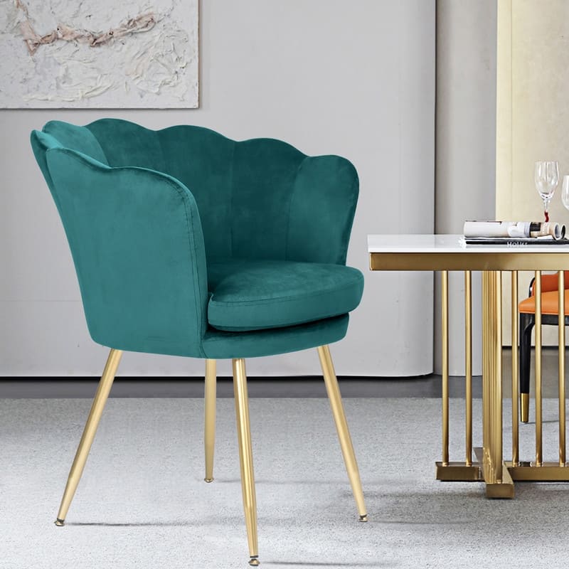 Adeco Velvet Dinning Accent Chair Metal Legs Upholstered Vanity