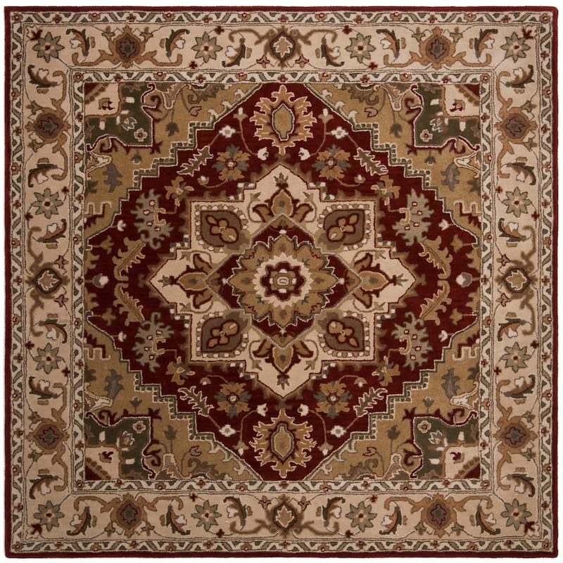 SAFAVIEH Handmade Royalty Chyna Traditional Oriental Wool Rug - 7' Square - Red/Beige