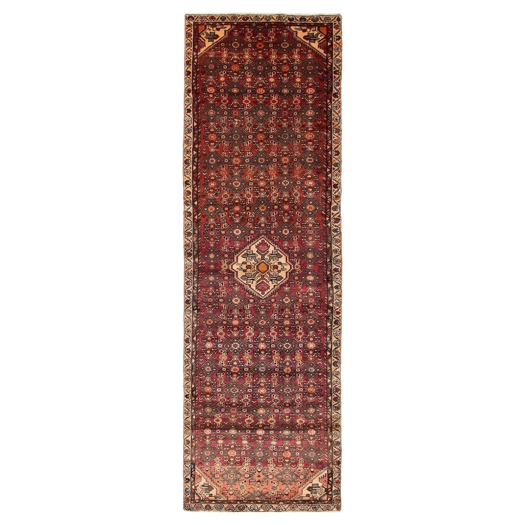 ECARPETGALLERY Hand-knotted Andelz Red Wool Rug - 3' 2" x 10' 1"