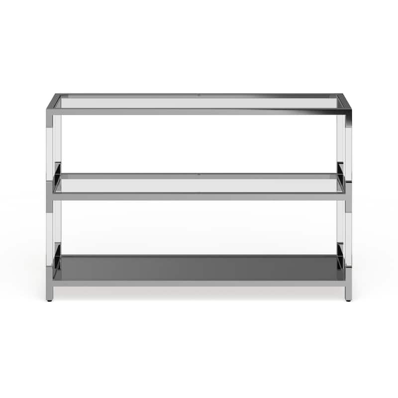 Fald Contemporary Chrome 48-inch Glass 2-Shelf Sofa Table by Furniture of America