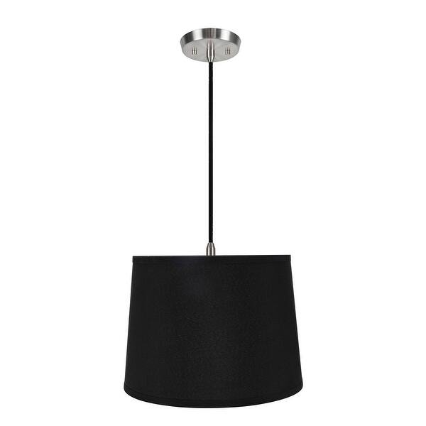 Aspen Creative 1Light Fabric Lamp Shade Hanging Pendant, Black SATIN