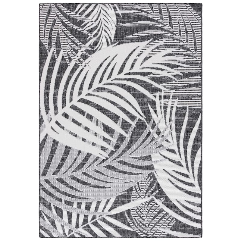 SAFAVIEH Beach House Nassrin Transitional Rug - 6'7" Square - Charcoal/Ivory