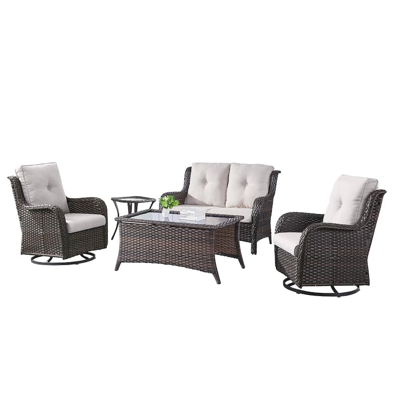 Pocassy Outdoor 4 Inch Sofa Swivel Chairs Table
