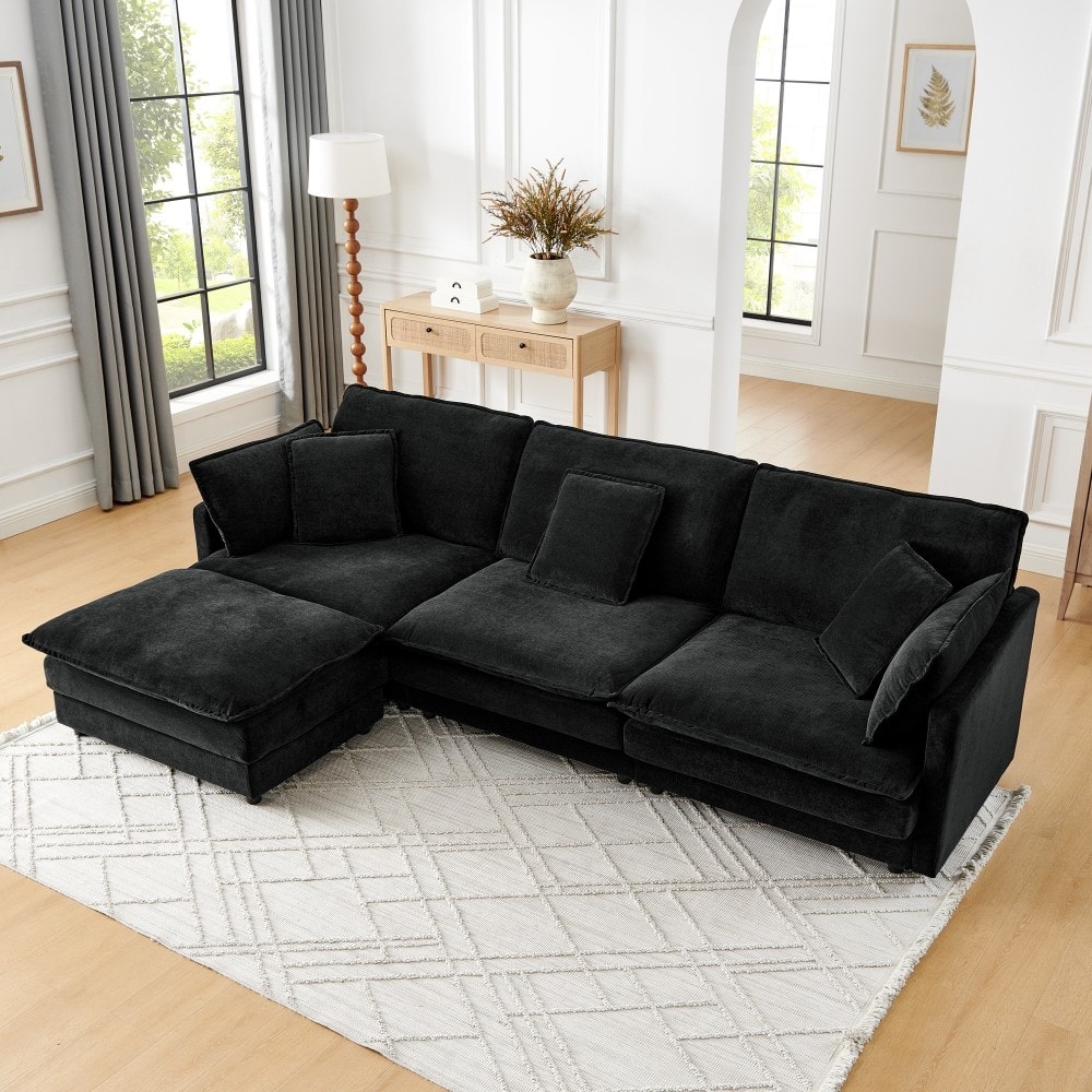 L-Shaped Convertible Oversized Sectional Sofa Couch with Ottoman